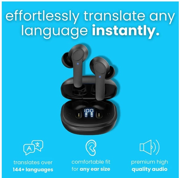 POVTrysIt Approved: Translator Earbuds – 144 Languages Real-Time Translation Earphones (Online & Offline Mode)